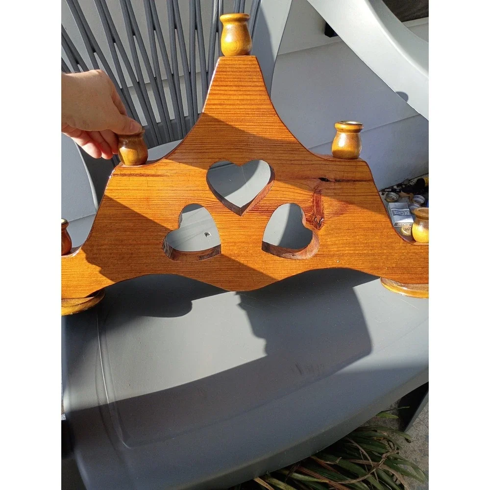 Vintage Cottage Core Heart Wood Candelabra Stick Holder 20.5